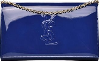 Saint Laurent Blue Patent Leather Belle du Jour Clutch Bag