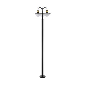 Loops IP44 Outdoor Bollard Light Black & Gold Curved Lamp Post 3 x 60W E27 Bulb
