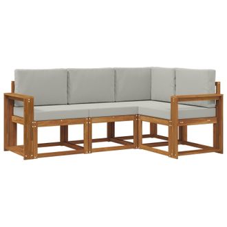 vidaXL Conjunto De Sof&aacute;s De Exterior 4 Pcs Gris Natural Y Claro Vidaxl