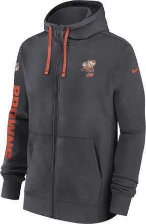 Nike Cleveland Browns Sideline Team Issue Club Nike Mens Full Zip Hoodie in Grey | 02F106FQ93-M3F