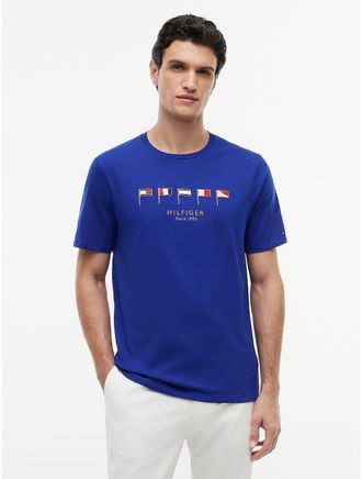 Tommy Hilfiger Mens Embroidered Nautical Flag T-Shirt - Blue - XXL