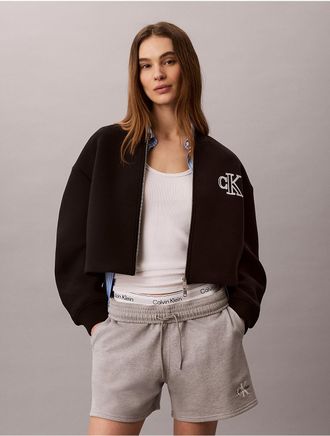 Calvin Klein Jeans Calvin Klein Womens Smooth Cropped Relaxed Bomber Jacket - Black - XS