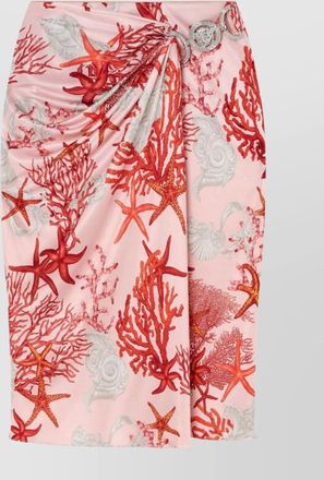 Versace printed gathered wrap midi skirt