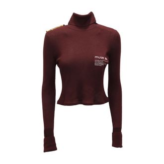 Elisabetta Franchi Dolcevita Cropped Sweater - Dames - Coltruien - Rood - 2XL - Truien & Vesten