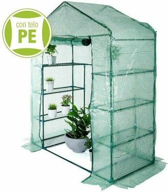 Far serra casetta balcone terrazzo protezione piante 8 ripiani pe cm140x72,5x195 446