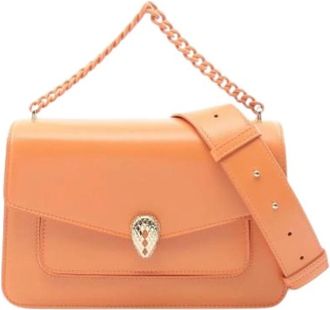 Bulgari Pre-owned Vintage Cross Body Bag - Dames - Vintage Schoudertas - Oranje - ONE Size - Leer - Vintage
