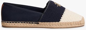 Tommy Hilfiger Womens Script Monogram Crochet Espadrille - Blue - US 8.5 / EU 39