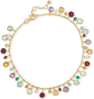 Ross-Simons Multi-Gemstone Anklet in 18kt Gold Over Sterling