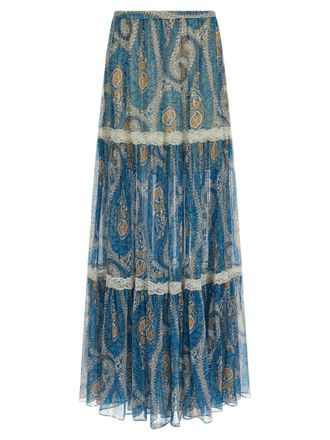 Etro Blue Silk Mini Womens Skirt