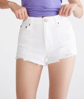 A&eacute;ropostale Vintage High-Rise Denim Shorty Shorts