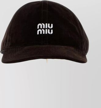 Miu Miu soft velvet baseball cap with curved brim