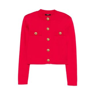 Balmain Cardigans, female, Pink, XS, Signature knit cardigan