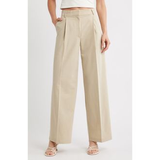 Topshop Pleated High Waist Wide Leg Trousers in Beige at Nordstrom Rack, Size 6 Us (Fits Like 2-4)