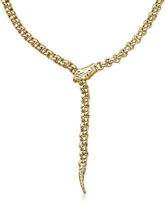 Ross-Simons Italian 14kt Yellow Gold-Plated Rolo-Link Adjustable Snake Necklace