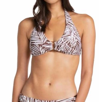 Helen Jon Tortoise Halter Bikini Top In Paradise Palm
