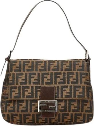 Fendi Pre-owned Shoulder Bags, female, Brown, Size: ONE SIZE Pre-owned Canvas Shoulder Bag