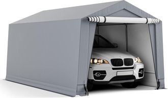 Costway Costway - Carpa Garaje 2,9 X 4,9 M, Garaje Port&aacute;til Con Gran Toldo Y Puertas Para Coches, Refugio Para Coches Impermeable, Marco De Acero Galvanizado,