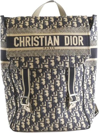 Dior Beige Brown Navy Canvas Backpack (Pre-Owned)