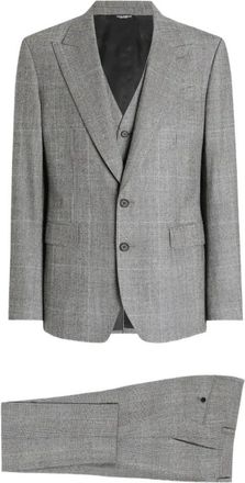 Dolce & Gabbana Single-breasted glen plaid pak - Heren - Business pakken - Grijs - XL - Wol - Kostuums