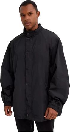 Balenciaga Zwarte windjack met logostempel - Heren - Zomerjassen - Zwart - M - Polyester - Jassen
