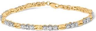 House of Brilliance 10k Yellow Gold 1.00 Cttw Diamond 3 Stone Link Bracelet Inches at Nordstrom