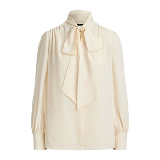 Ralph Lauren Blouses, female, Beige, Size: XS Klaryce Long Sleeve Blouse