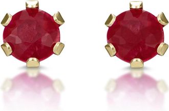 The Diamond Store Ruby 3 x 3mm 9K Yellow Gold Stud Earrings