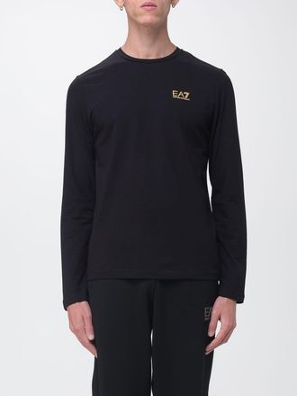 Emporio Armani T-shirt slim fit in cotone stretch con stampa monogram e maniche lunghe