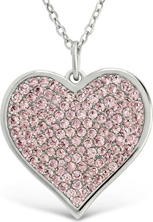 Sterling Forever 14k Gold Plated Cubic Zirconia Heart Pendant Necklace in Silver at Nordstrom