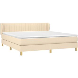 vidaXL Cama Box Spring Con Colch&oacute;n Tela Color Crema 160x200 Cm Vidaxl