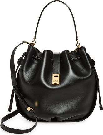 Ferragamo Hug Leather Bucket Bag in Nero at Nordstrom