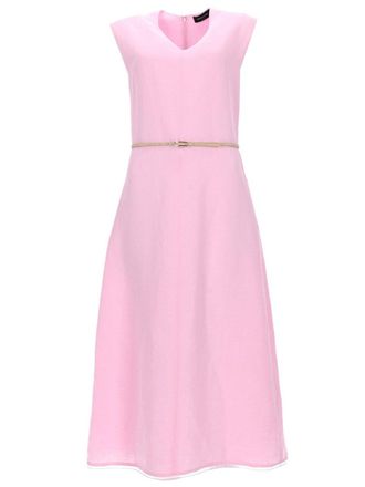 Fabiana Filippi Viscose Linen V-Neck Midi Dress