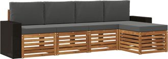 vidaXL Conjunto De Sof&aacute;s De Exterior 5 Uds. Natural Y Antracita Vidaxl