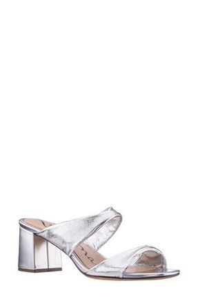 Nina Bassie Block Heel Slide Sandal in Silver Soft at Nordstrom, Size 6.5