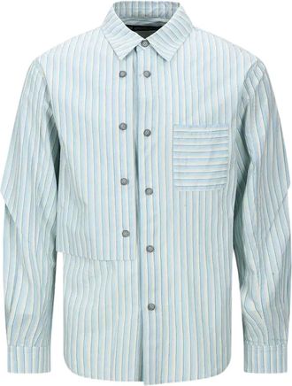 Andersson Bell stripe-pattern shirt - men - Cotton/Nylon/Elastane - M - Blue