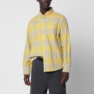 Dagger Camicia gialla/grigia motivo check in cotone