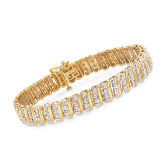 Ross-Simons 1.00- Diamond Link Bracelet in 18kt Gold Over Sterling