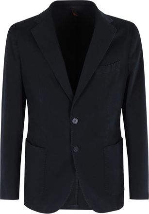 Santaniello Blazers, male, Blue, S, Navy Blue Gabardine Jacket with Revers