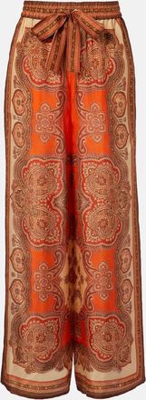 Zimmermann Pantalones palazzo Mahon de seda con paisley