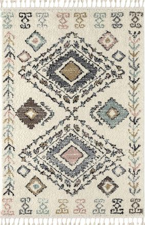 Nazar Rugs Alfombra de salon bereber crema 120x170 estilo &eacute;tnico