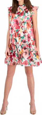 Julia Jordan Floral-Print Ruffle-Sleeve Dress In Ivory Multi
