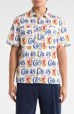 Brixton x Colt 45 Print Button-Up Shirt in White Multi at Nordstrom, Size X-Large