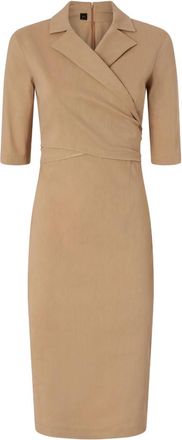 Pinko Beige Notched Lapel Midi Dress