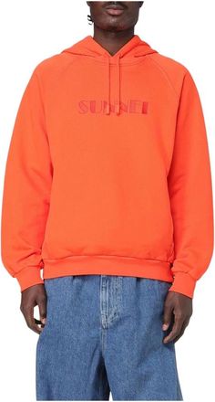 Sunnei Sunnei, Hoodies & sweatvesten, Heren, Oranje, XL, Katoen, Grijze Hoodie Sweatshirt Comfort Stijl
