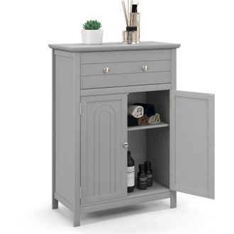 Costway Bathroom Storage Cabinet Free Standing Bathroom Cabinet-Grey