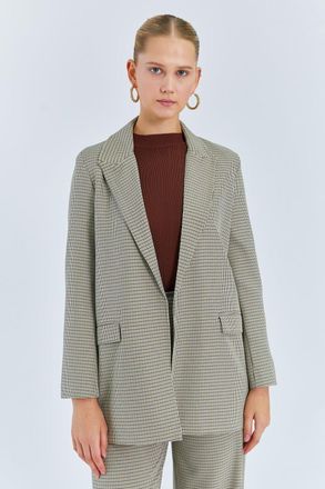 Mixray Lange Geruite Cr&ecirc;pe Blazer