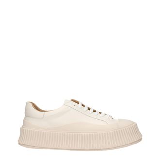 Jil Sander Beige Leren Platform Sneakers