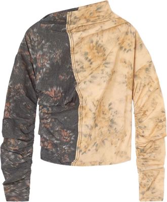 Ganni Top asimmetrico a fiori - Giallo