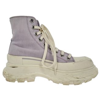 Alexander McQueen Alexander McQueen Tread Slick hoge sneakers in paars katoen