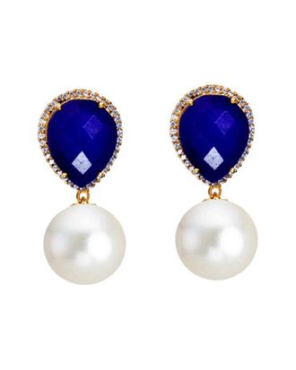 Liv Oliver 18K Plated 8.00 Ct. Tw. Sapphire ( Treated) Cz Drop Earrings